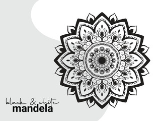 Black and white mandala vector isolated on white.