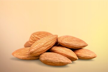 Small pile of fresh tasty healthy almonds
