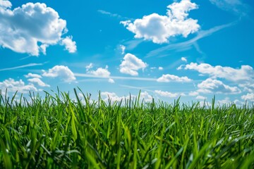 Picture of vibrant grass field and clear blue sky