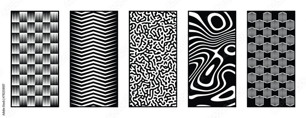 Wall mural abstract line art pattern. laser cut with line design pattern. design for wood carving, wall panel d
