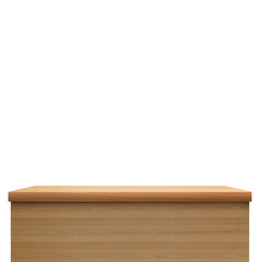 empty wooden table front view isolated PNG transparent.