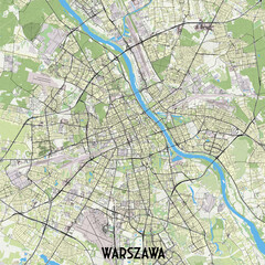 Warsaw Poland map poster art