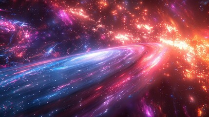 light speed hyperspace space warp background colorful streaks of light gathering towards the event horizon hand edited stock photo - obrazy, fototapety, plakaty
