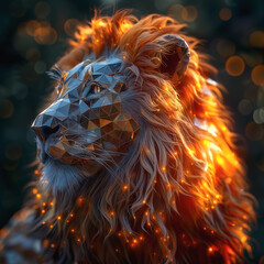 Twilight Fire Lion in Bokeh