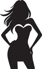 Women Standing Pose Silhouette Vector Illustration