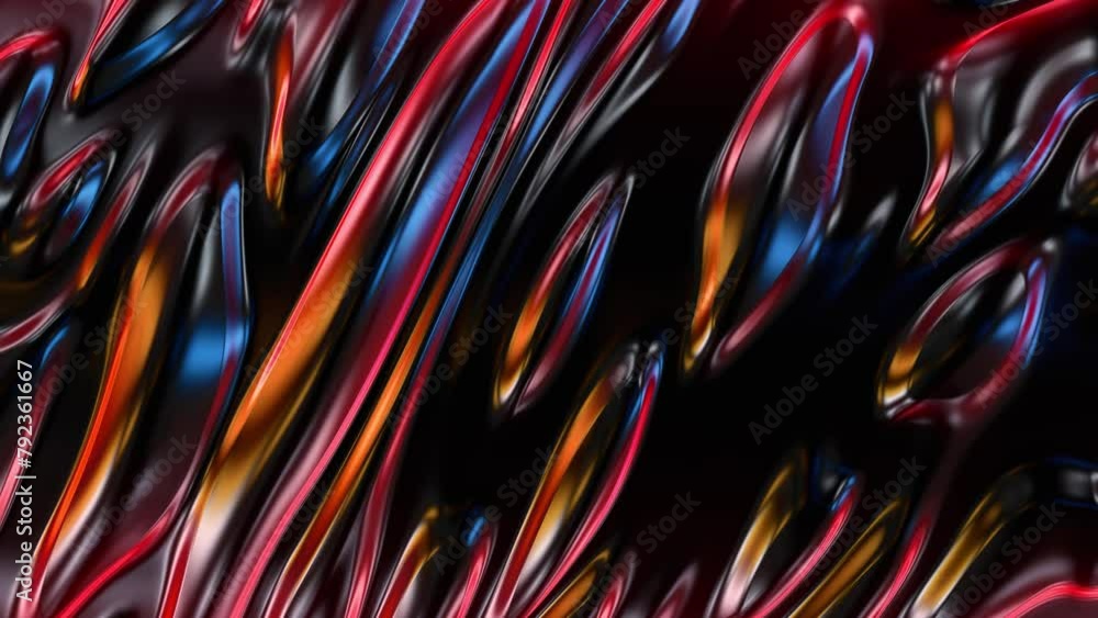Poster dark glowing colorful liquid surface pattern animation background.