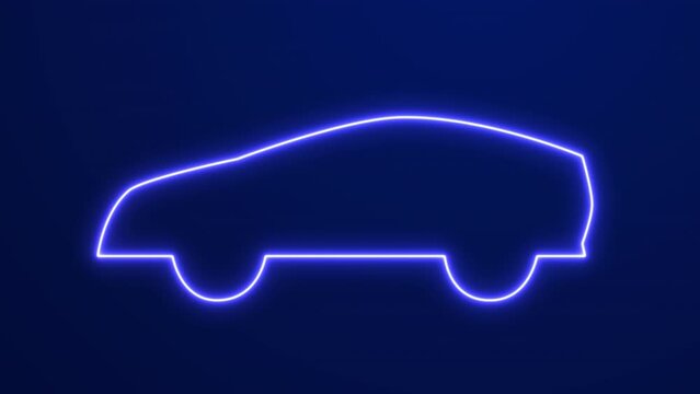 electrocar charge point station neon flash video. Electric vehicle charging power cable glowing animation with alpha channel. High quality 4k footage