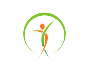 Abstract healthy people in green and orange logo