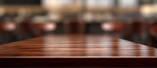 wooden table background inside a cafe or restaurant