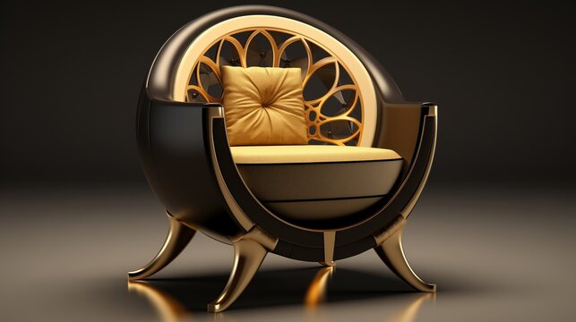 Luxurious Art Deco chair in pristine 3D isolation.