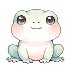 Fototapeta premium Little Baby Frog Watercolor Clipart for Nursery on Transparent Background