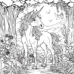unicorn coloring page for kids