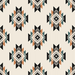 Colorful southwest geometric pattern. Vector Native American southwestern geometric stripes texture seamless pattern. Ethnic southwest pattern use for textile, home decoration element, upholstery.