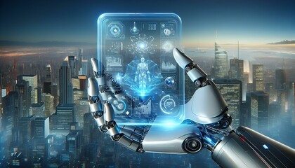 Abstract blue network of a futuristic cityscape rendered in 3D, symbolizing the global connections of the digital world