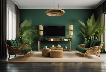 home interior vase furniture leaves 3d rattan dark render green palm Modern dry