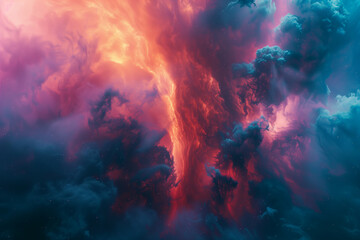 Obraz na płótnie Canvas Colorful cloud formation filled with multiple clouds sci-fi futuristic illustration wallpaper background
