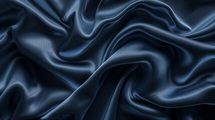 Fototapeta premium Smooth Dark Blue Silk Fabric Drapery