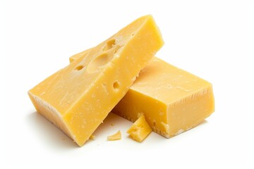 High resolution image of Cheddar cheese isolated on white