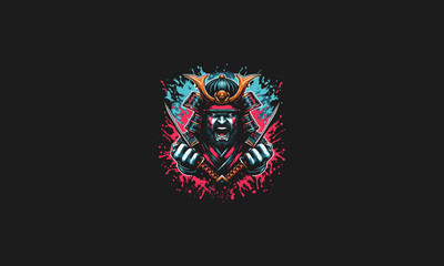 samurai angry with cloud smoke vector artwork design