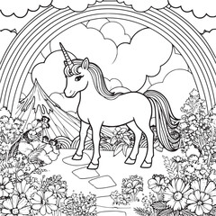 unicorn coloring page for kids