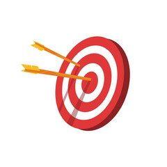 Red and white target with two arrows  perfect for marketing concepts, business strategies, advertising campaigns, and achieving goals visually