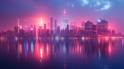 Fototapeta premium Neon outlines of cityscapes or landscapes.,art illustration