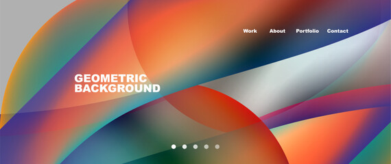 Vibrant geometric background featuring a rainbow of colors, including electric blue and orange. The design includes circles and lines, creating a colorful and dynamic visual display