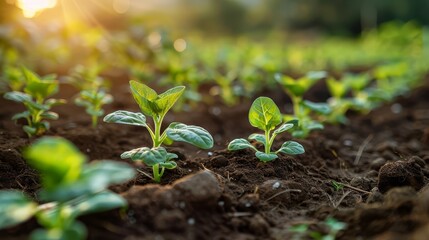 Growing crops and collecting soil samples on organic farms