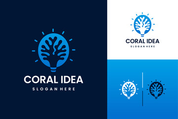 Coral and lamp idea logo icon creative design vector inspiration