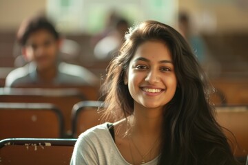Indian college girl in lecture hall beautiful and female