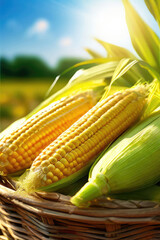 Hand picking harvest fresh corn, in the plantation area.