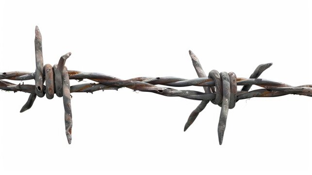 White background barbed wire, Close-up,High quality photo