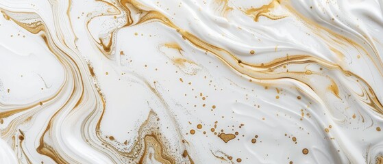 Elegant white and gold marble swirls, clean and modern,
