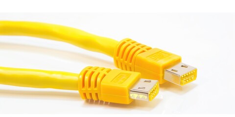 yellow network cable white background