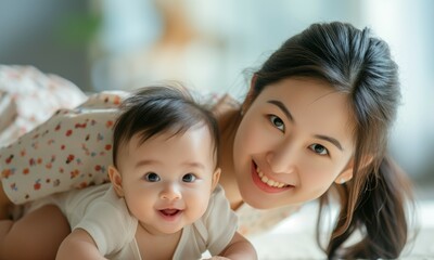 Infant and mother enjoy tummy time strengthening baby s neck and shoulder muscles
