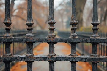 Iron bars fence photographed in an abstract manner