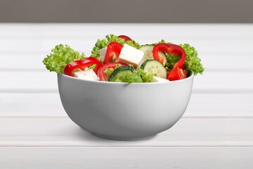 Mixed fresh tasty vegetable Salad in bowl