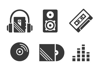 Music icons. Flat vector illustration. White background. 