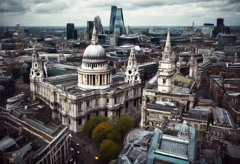 'London view Paul`s St City Cathedral London City Skyline View Aerial Old Cityscape Uk Landmark...