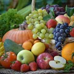 Naklejka na ściany i meble fruits and vegetables, Collection of Fruits and Vegetables 