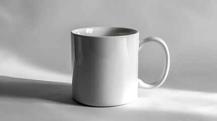 Obraz premium A mockup of white mug white with modern background, white cup of coffee, photography product, white background, logo mock up, mug, 4K photo, Generative by AI