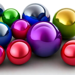 Set of colorful spheres, 3d render generative with ai 
