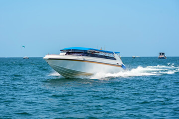 Speed boat sea rush on water