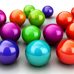 Set of colorful spheres, 3d render generative with ai 