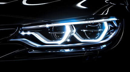 Fototapeta premium headlights night drive,generative ai