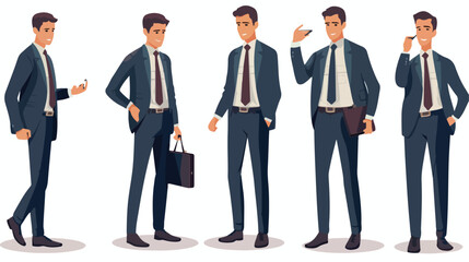 Set of Businessman character design. Male in suit c