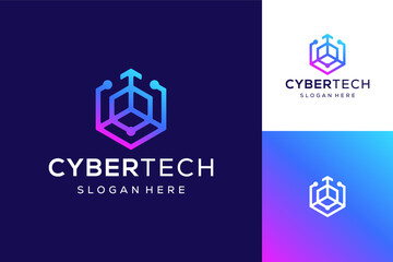 Cyber security modern technology icon design logo template