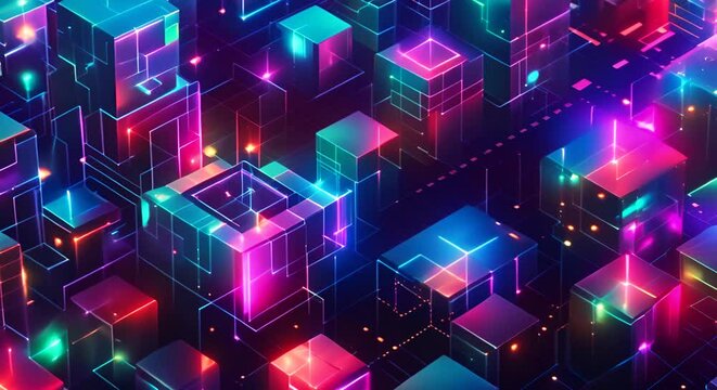 Conceptual design of a decentralized finance (DeFi) landscape, highlighting TVL in vibrant blocks,