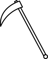 Grim Reaper Scythe Weapon Vector Outline Illustration