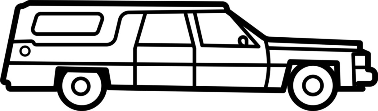 recommend clip art: Hearse Car Vector Outline Illustration